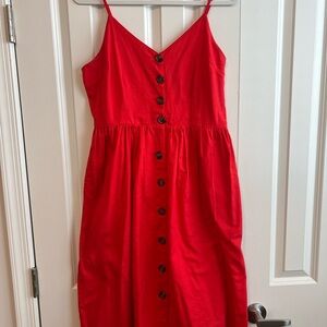Japna Red Spaghetti Strap Sundress Midi